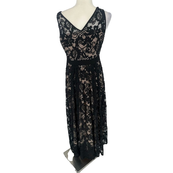 Candalite Evening Gown Dress Petite Large PL Black Lace Maxi Whimsigoth Fairy - Picture 6 of 9